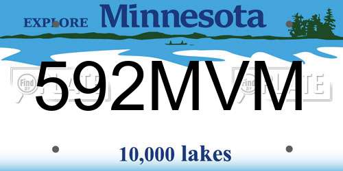 592MVM Minnesota License Plate