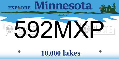 592MXP Minnesota License Plate