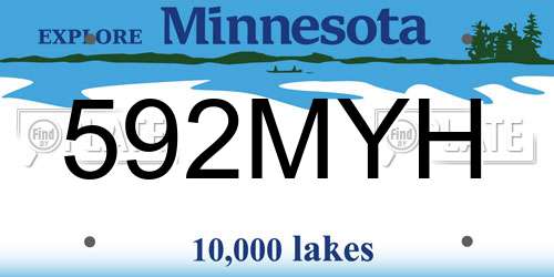 592MYH Minnesota License Plate