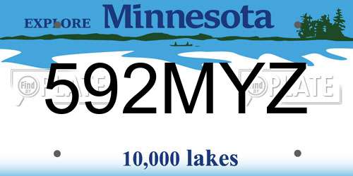 592MYZ Minnesota License Plate