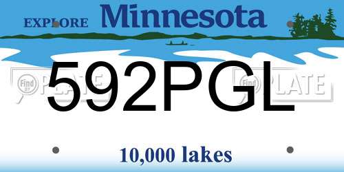 592PGL Minnesota License Plate