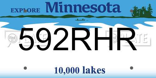 592RHR Minnesota License Plate