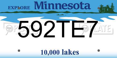592TE7 Minnesota License Plate