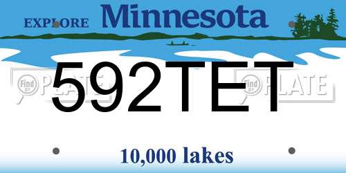 592TET Minnesota License Plate