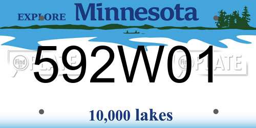 592W01 Minnesota License Plate