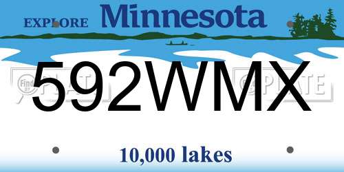 592WMX Minnesota License Plate