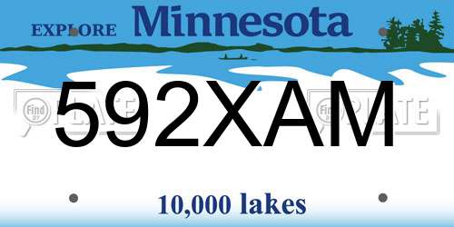 592XAM Minnesota License Plate