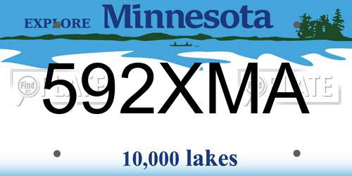 592XMA Minnesota License Plate