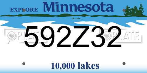 592Z32 Minnesota License Plate