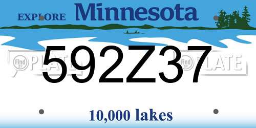 592Z37 Minnesota License Plate