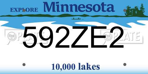 592ZE2 Minnesota License Plate