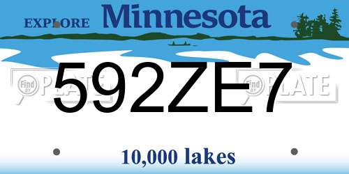 592ZE7 Minnesota License Plate