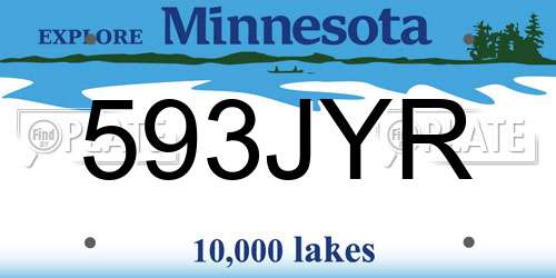 593JYR Minnesota License Plate