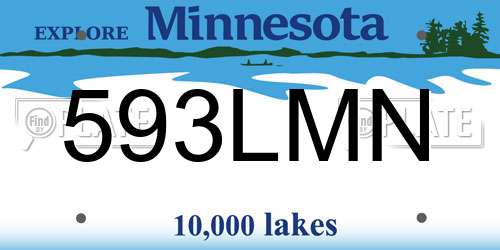 593LMN Minnesota License Plate