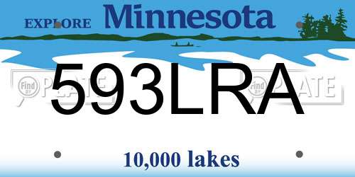 593LRA Minnesota License Plate