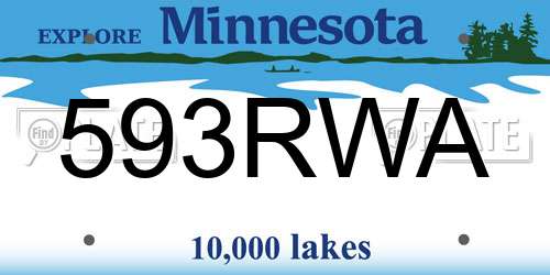 593RWA Minnesota License Plate
