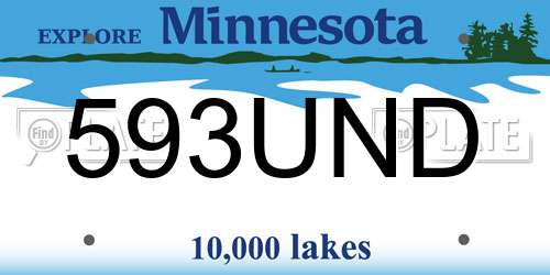 593UND Minnesota License Plate