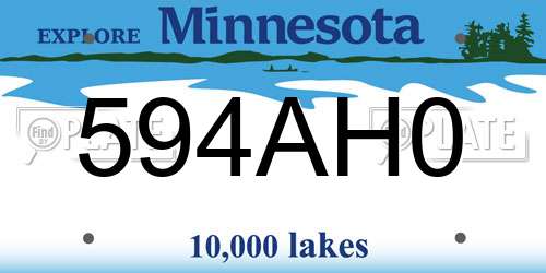 594AH0 Minnesota License Plate