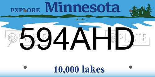594AHD Minnesota License Plate
