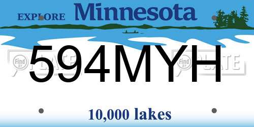 594MYH Minnesota License Plate