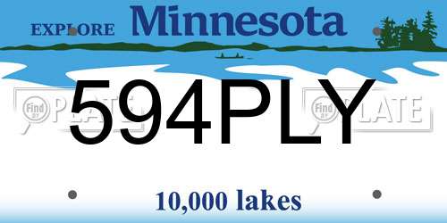 594PLY Minnesota License Plate