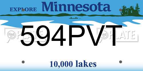 594PVT Minnesota License Plate
