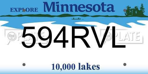 594RVL Minnesota License Plate