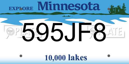 595JF8 Minnesota License Plate