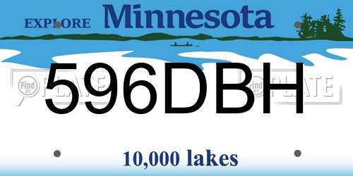 596DBH Minnesota License Plate