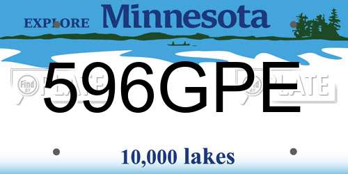 596GPE Minnesota License Plate