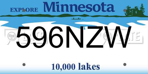 596NZW Minnesota License Plate