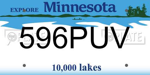 596PUV Minnesota License Plate