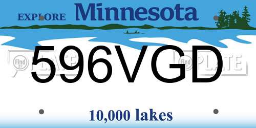 596VGD Minnesota License Plate