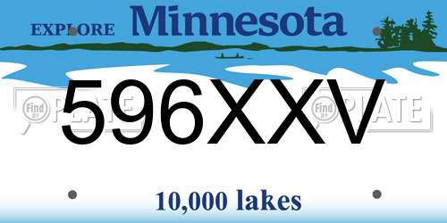 596XXV Minnesota License Plate