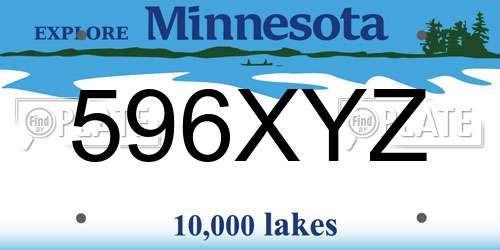 596XYZ Minnesota License Plate