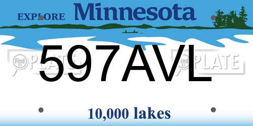 597AVL Minnesota License Plate