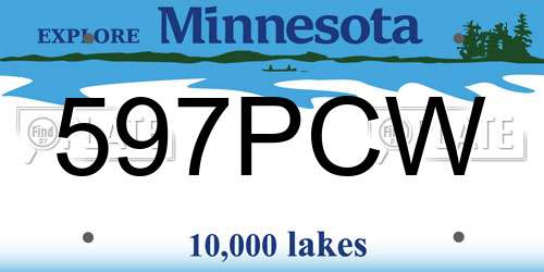 597PCW Minnesota License Plate