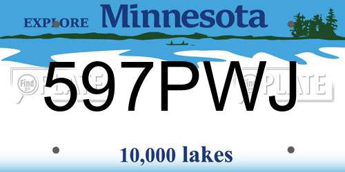 597PWJ Minnesota License Plate