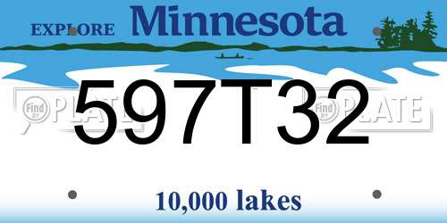 597T32 Minnesota License Plate