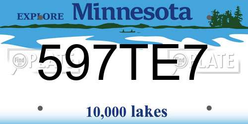 597TE7 Minnesota License Plate