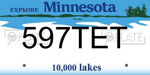 597TET Minnesota License Plate