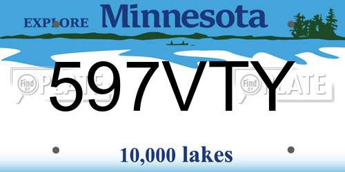 597VTY Minnesota License Plate