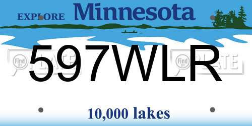 597WLR Minnesota License Plate