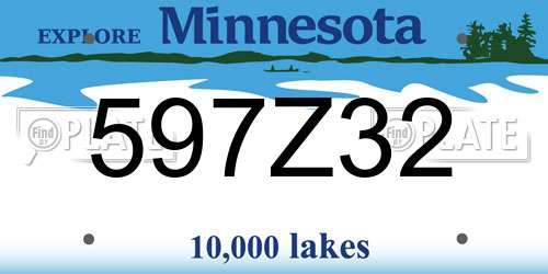 597Z32 Minnesota License Plate