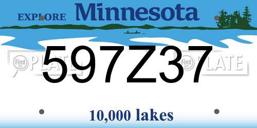 597Z37 Minnesota License Plate
