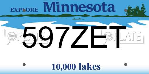 597ZET Minnesota License Plate
