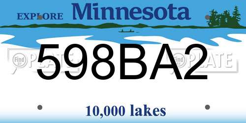 598BA2 Minnesota License Plate
