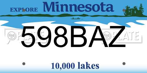 598BAZ Minnesota License Plate