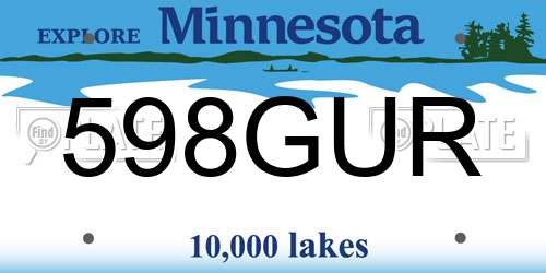 598GUR Minnesota License Plate