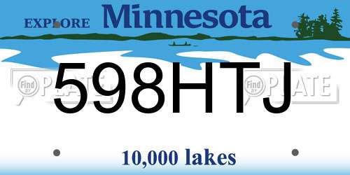598HTJ Minnesota License Plate